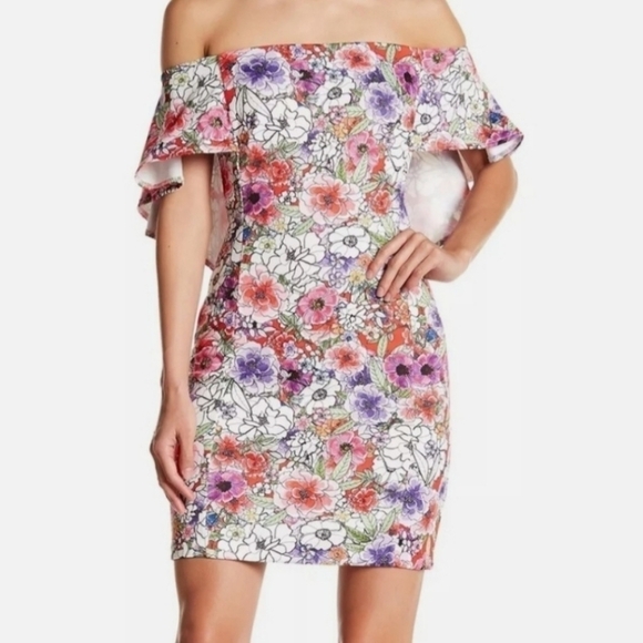 ALEXIA ADMOR FLORAL OFF THE SHOULDER DRESS - Picture 1 of 7